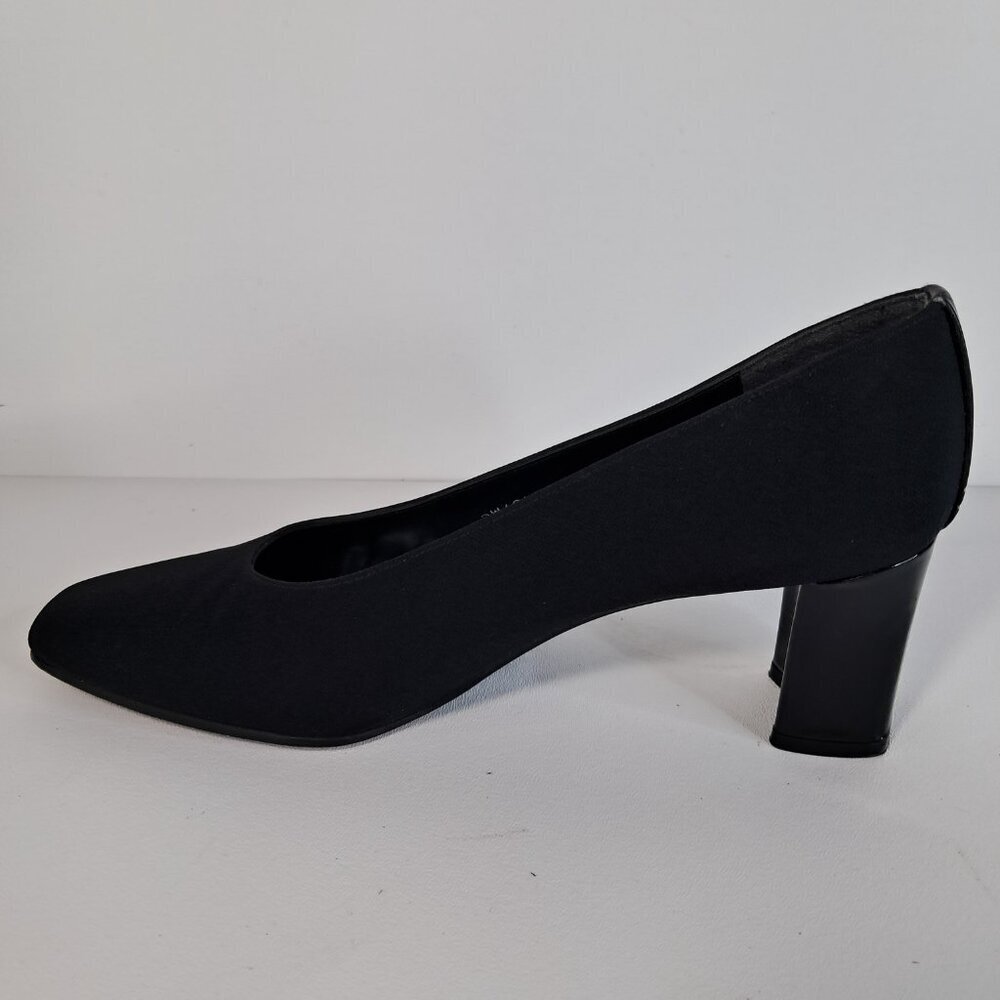 Stuart Weitzman Black Slip-On Block Heel Pumps Si… - image 7